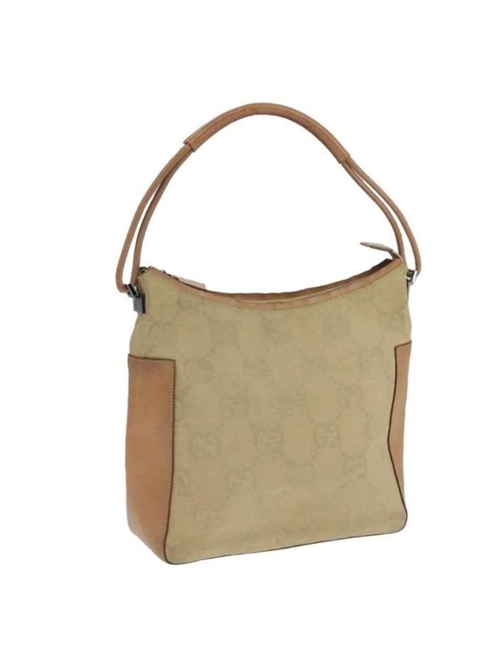 Authentic GUCCI GG Canvas Shoulder Bag Beige 001 3766